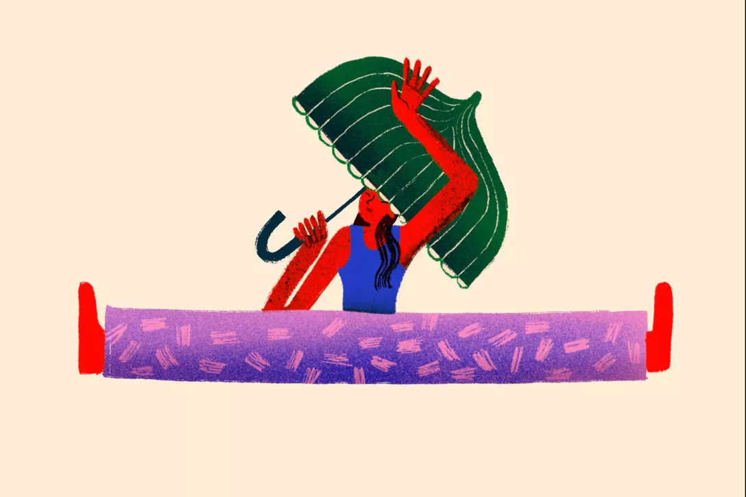Bigger view of Illustratie acrobate met paraplu