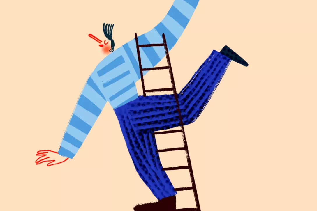 Bigger view of Illustratie acrobaat op ladder